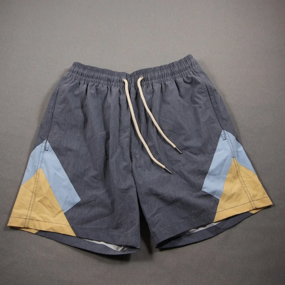 Fair Harbor Recycled Colorblock Stretch Men Swim Trunks M Retro Coastal Surf